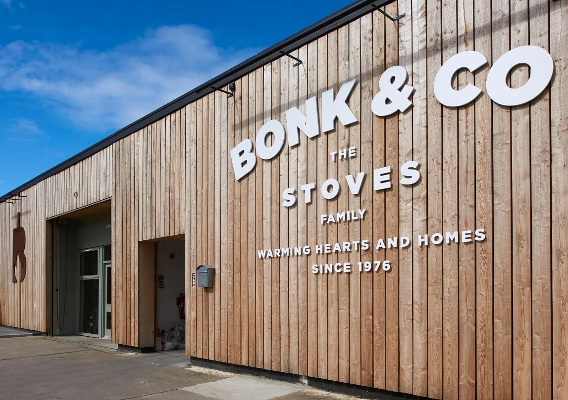 Scotlarch® off-sawn (150x30mm) 2 years of weathering on Bonk & Co the stoves family