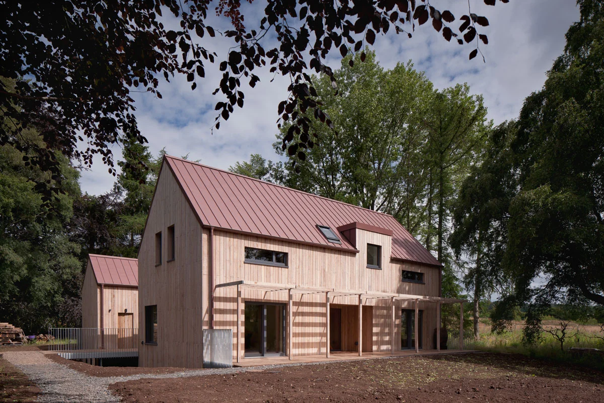 Scotlarch cladding in an open rainscreen arrangement on this home by Kirsty Maguire Architects