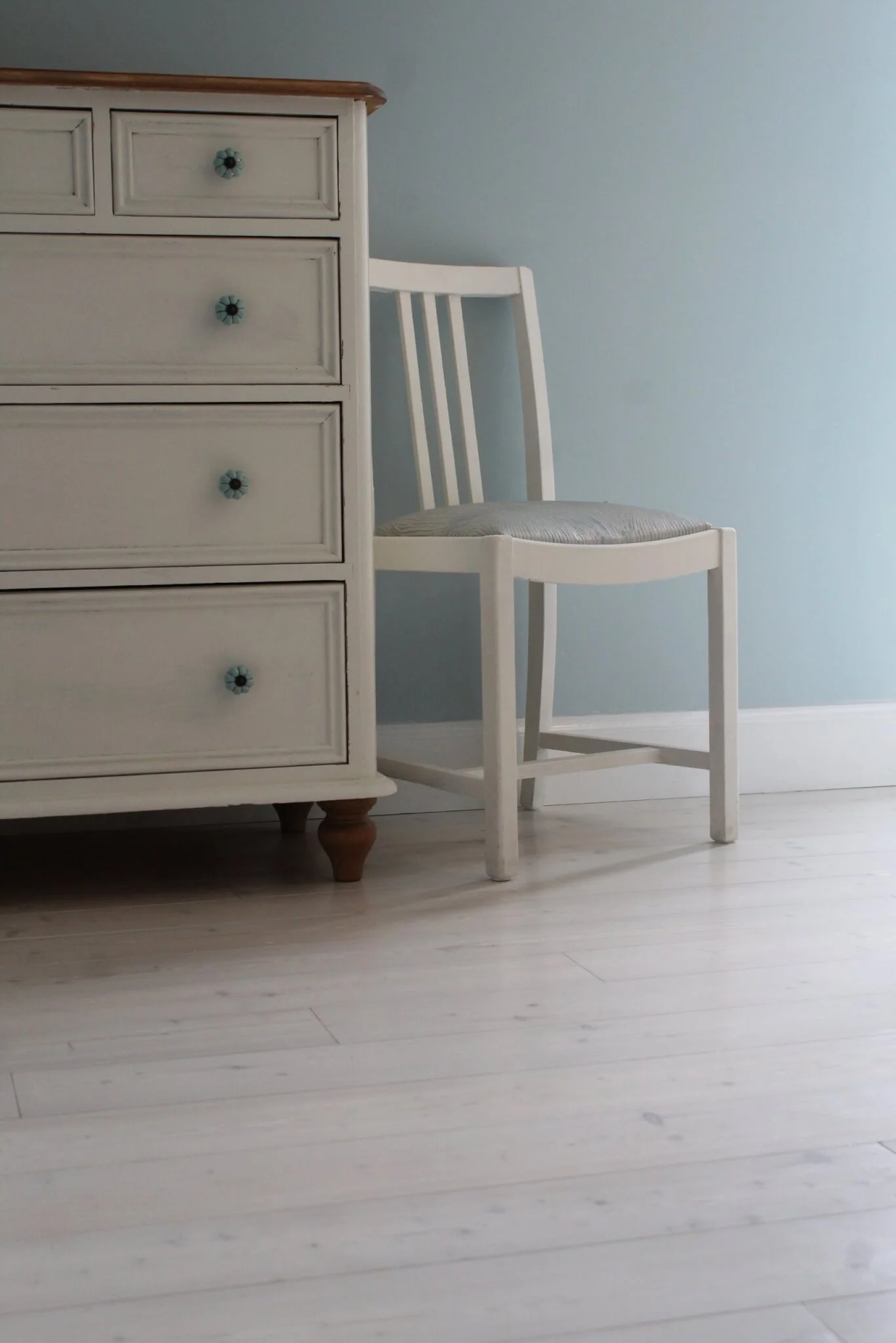 Larch Flooring (unfinished sanded) 135 x 19mm, hand oiled on-site with White Osmo Polyx® Hardwax Oil
