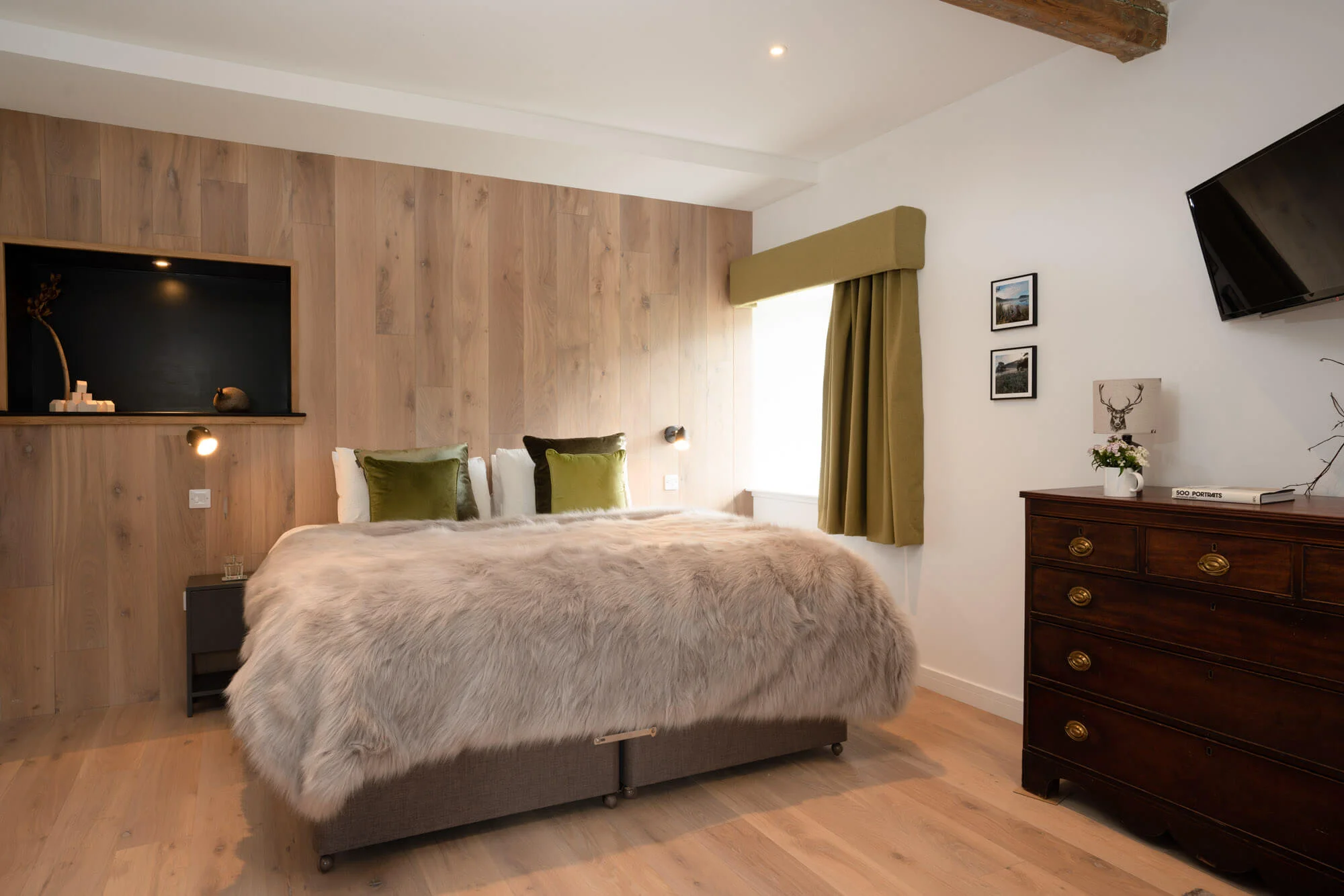 Russwood European Oak Flooring in Silk used as interior wall cladding in the Pityoulish Steading