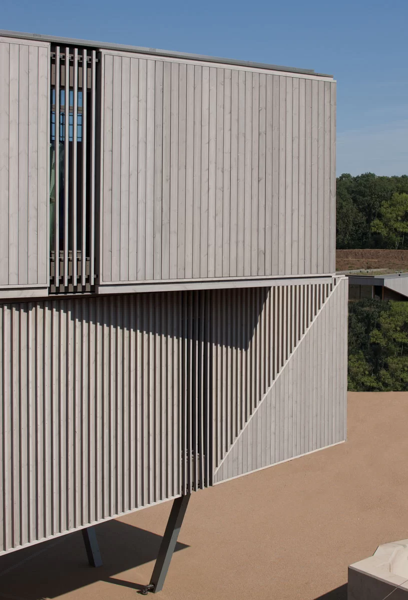 Russwood's Lunawood Collection factory coated with SiOO:X Mid Grey on Escapade Silverstone by Twelve Architects
