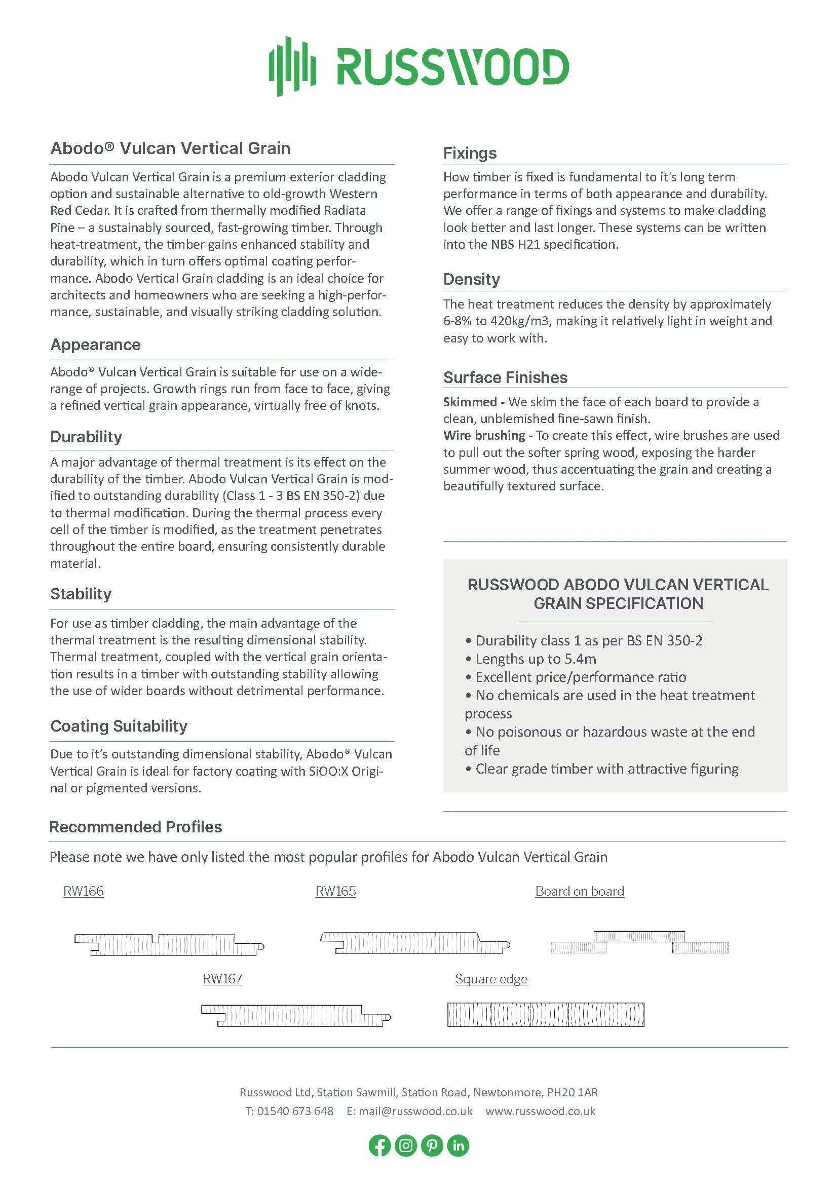 Abodo® Vulcan Vertical Grain Factsheet