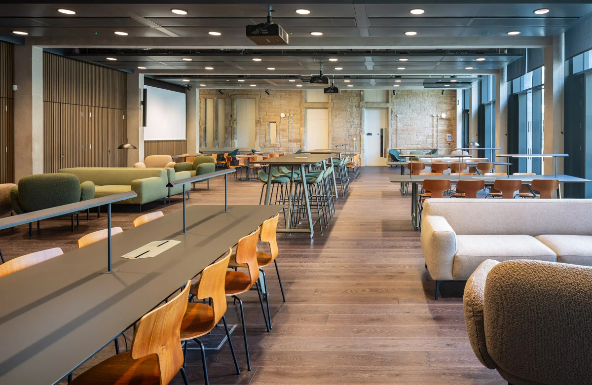 The University of Edinburgh's Edinburgh Futures Institute building with Russwood European Oak Flooring in Cinder and Antique.