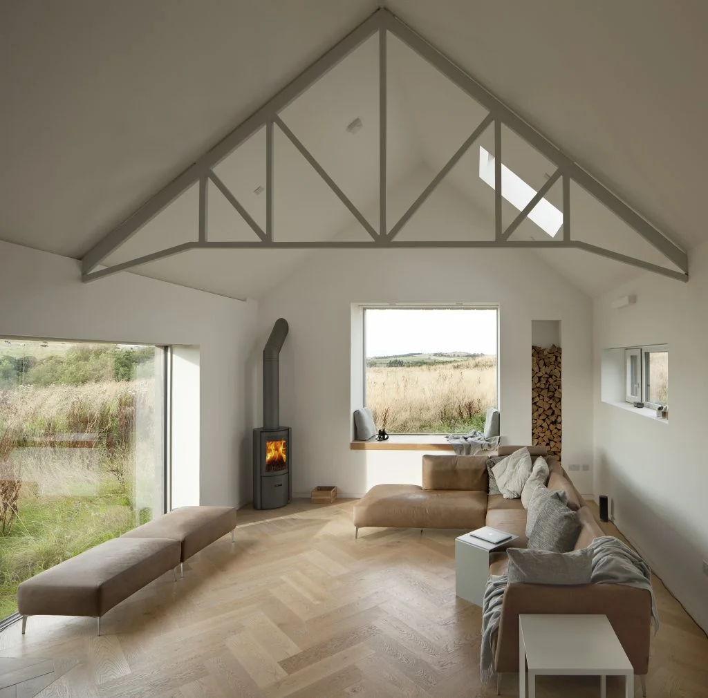 Russwood European Oak Flooring in Dune in a herringbone arrangement in the Cuddymoss project.