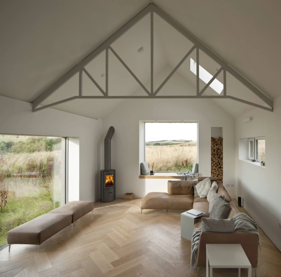 Russwood European Oak Flooring in Dune in a herringbone arrangement in the Cuddymoss project.