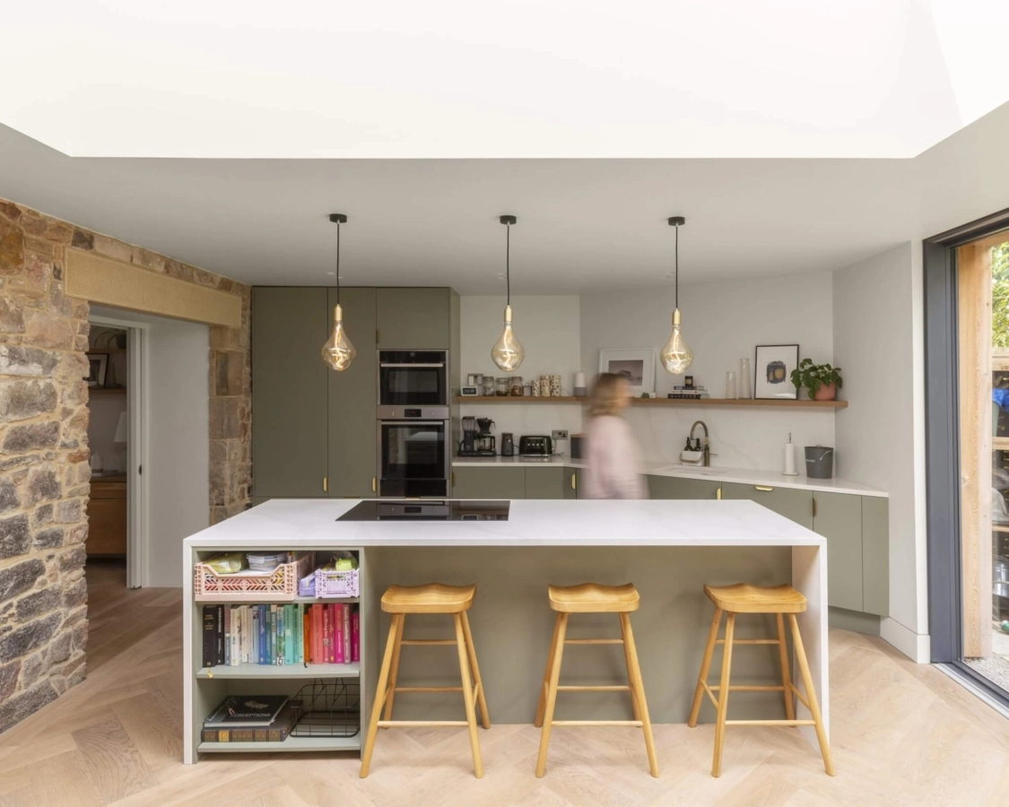 Russwood European Oak Flooring in Pearl in the Drem Cottage project by Somner Macdonald Architects.