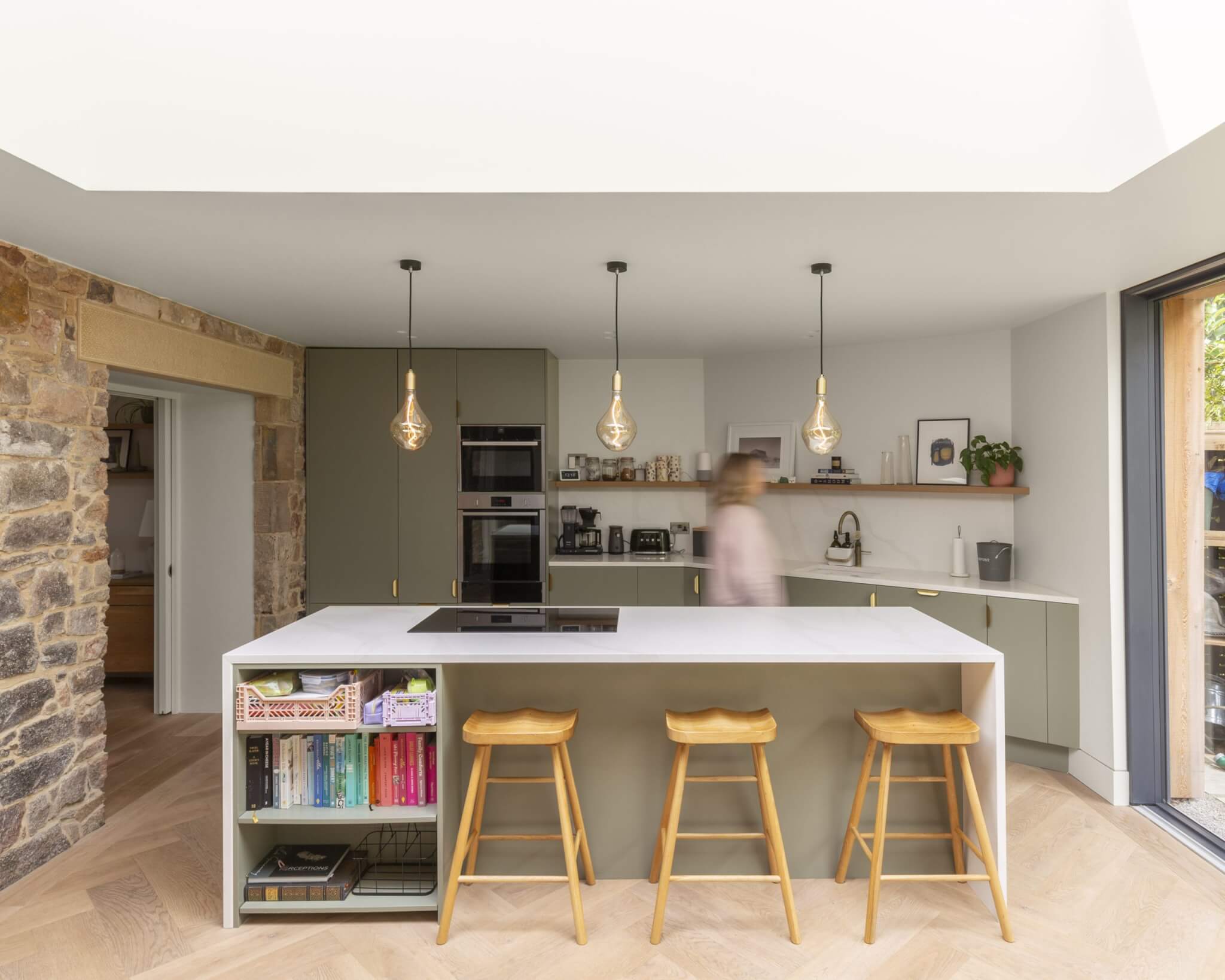 Russwood European Oak Flooring in Pearl in the Drem Cottage project by Somner Macdonald Architects.