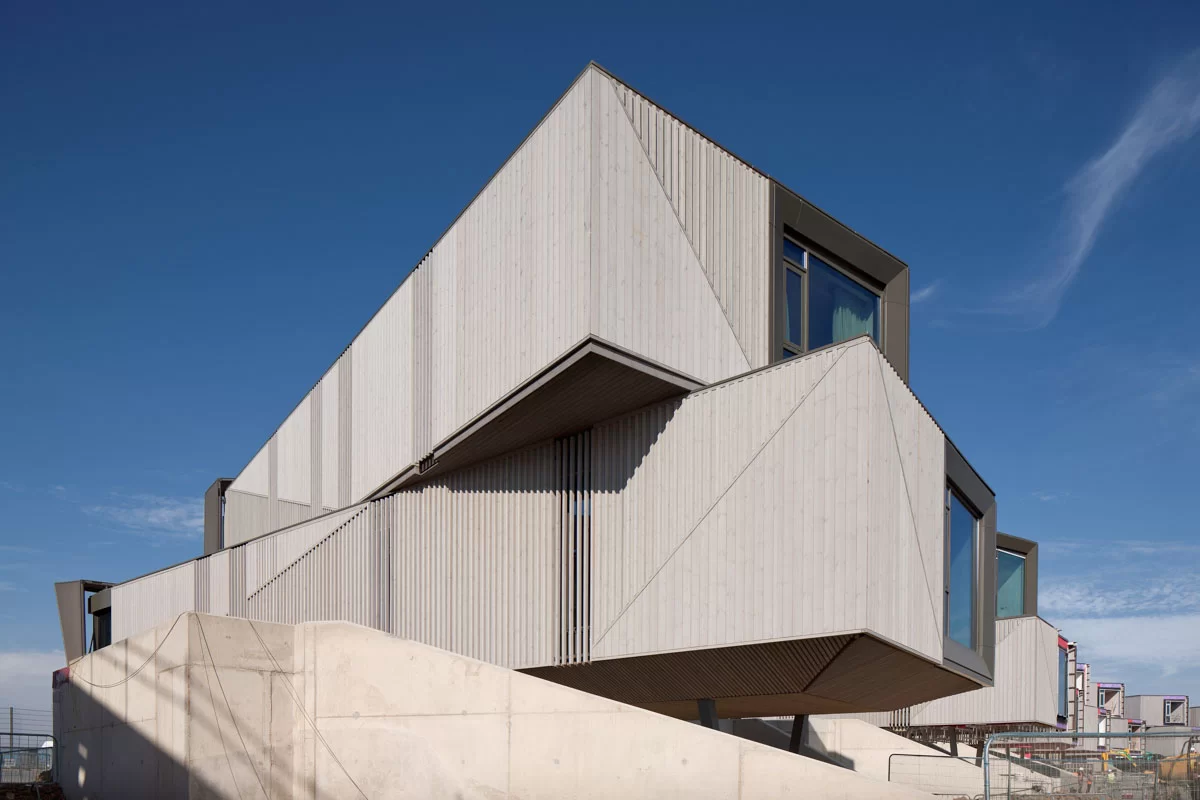 Russwood's Lunawood Collection factory coated with SiOO:X Mid Grey on Escapade Silverstone by Twelve Architects