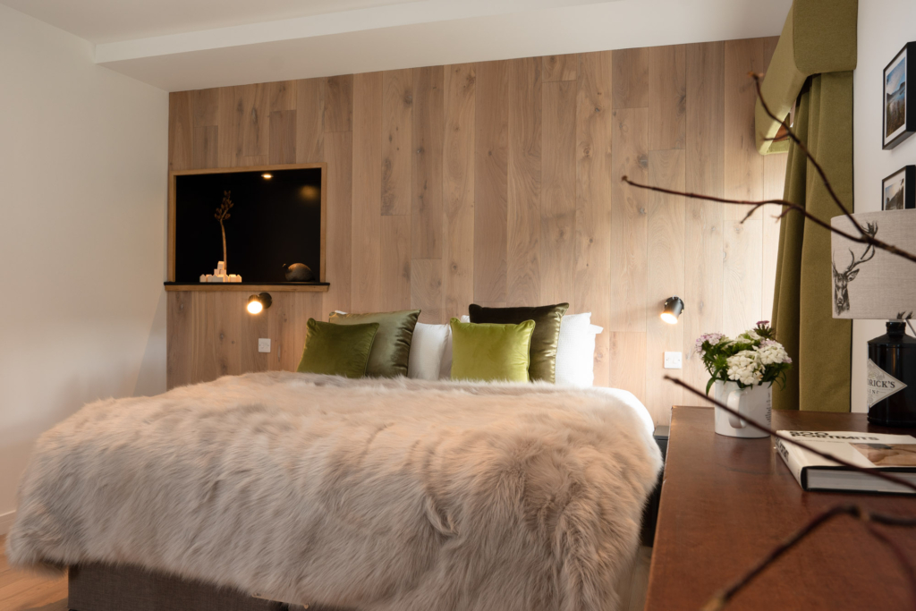 Headboard made from leftover flooring