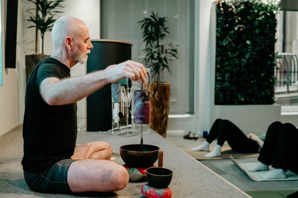 Pol our instructor from Yoga Meditation Healing at Rooted, a morning of yoga and wellness for designers and architects in Scotland