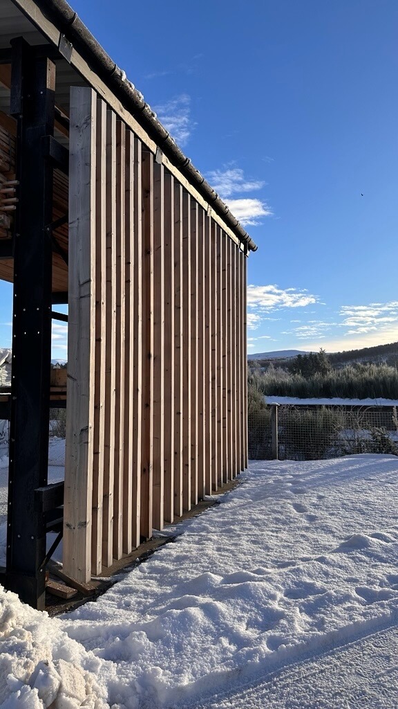 Timber cladding weather testing at Russwood’s Highland test site