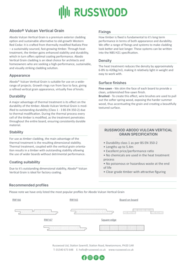 Abodo® Vulcan Vertical Grain Factsheet