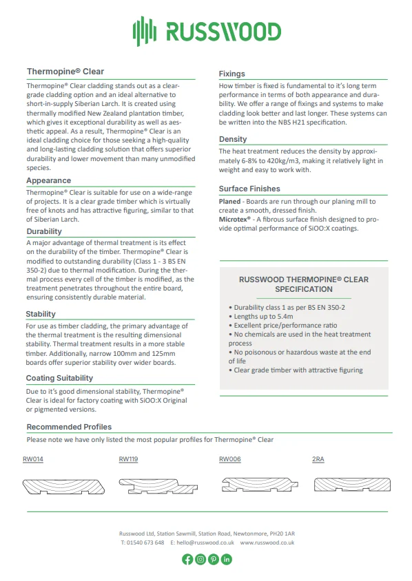 Thermopine&reg; Clear Factsheet